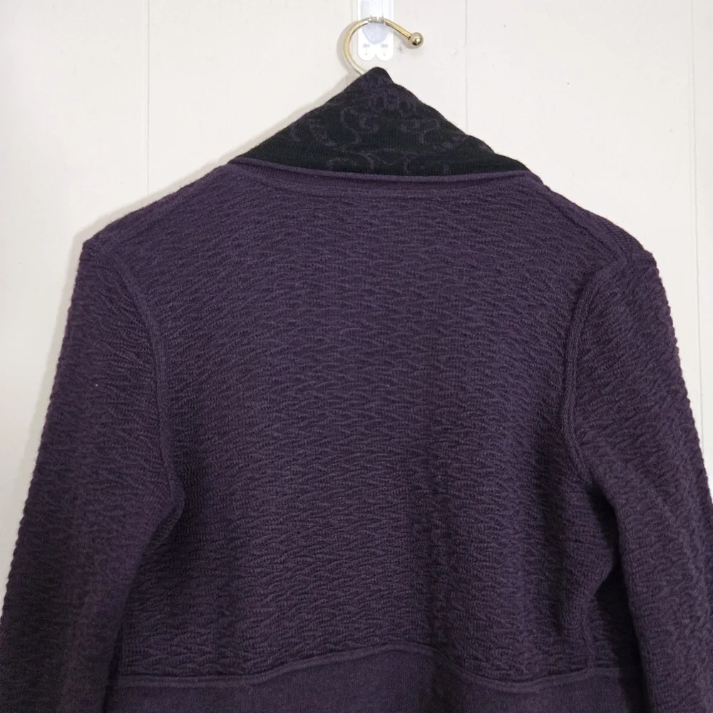 Simply Natural Fantasia Alpaca Blend Open Front Cardigan Shawl Collar Embroidery - Picture 6 of 12